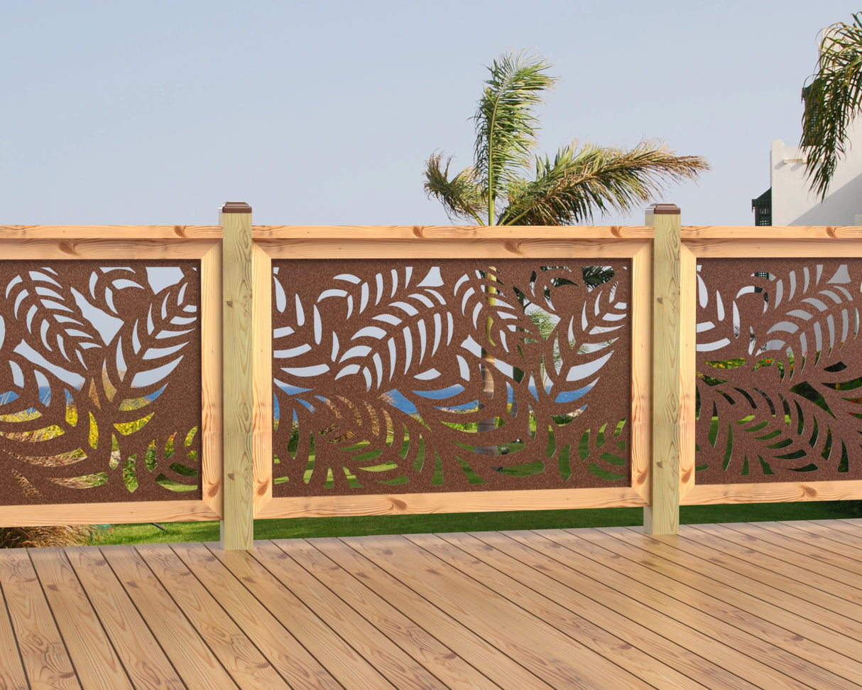 47"x30" - Budding Palm Leaf Pattern Fence/Gate Panel Insert - Madison Iron and Wood