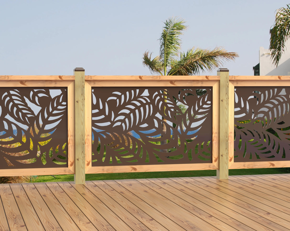 47"x30" - Budding Palm Leaf Pattern Fence/Gate Panel Insert - Madison Iron and Wood