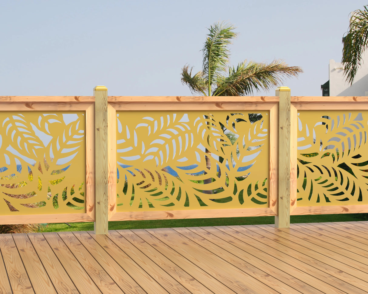 47"x30" - Budding Palm Leaf Pattern Fence/Gate Panel Insert - Madison Iron and Wood