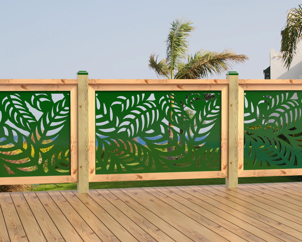 47"x30" - Budding Palm Leaf Pattern Fence/Gate Panel Insert - Madison Iron and Wood