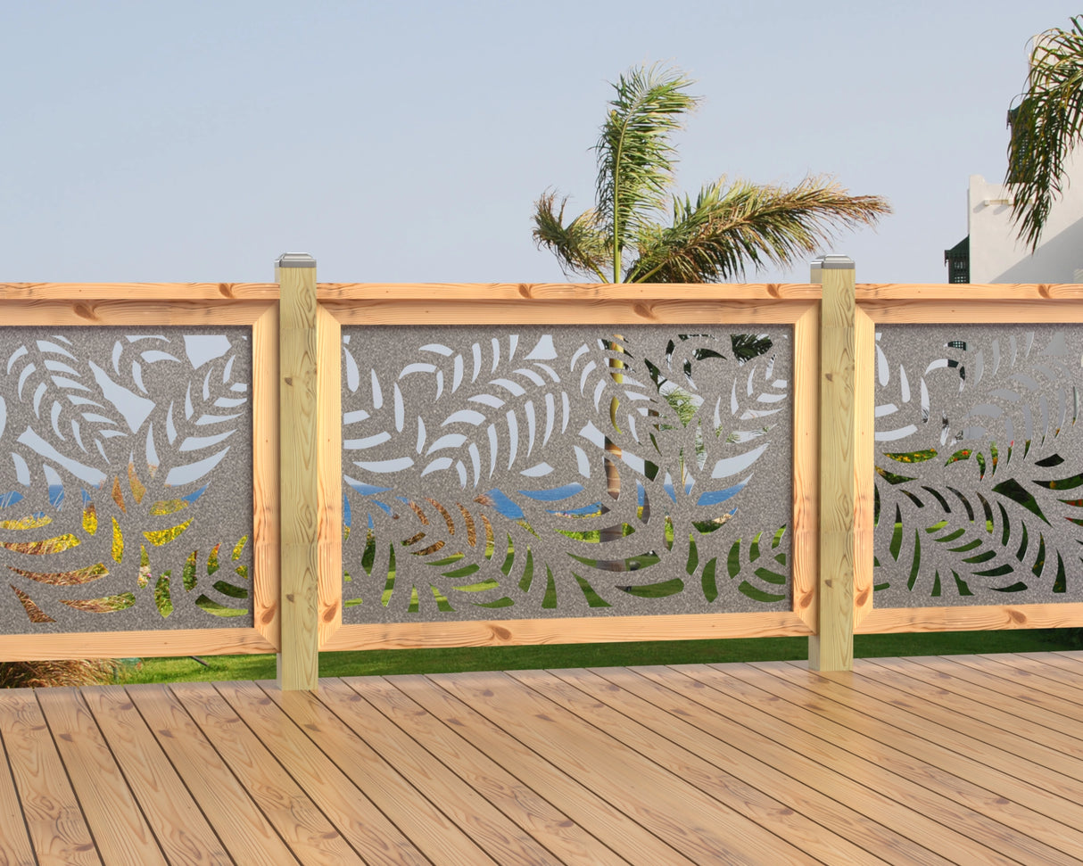 47"x30" - Budding Palm Leaf Pattern Fence/Gate Panel Insert - Madison Iron and Wood