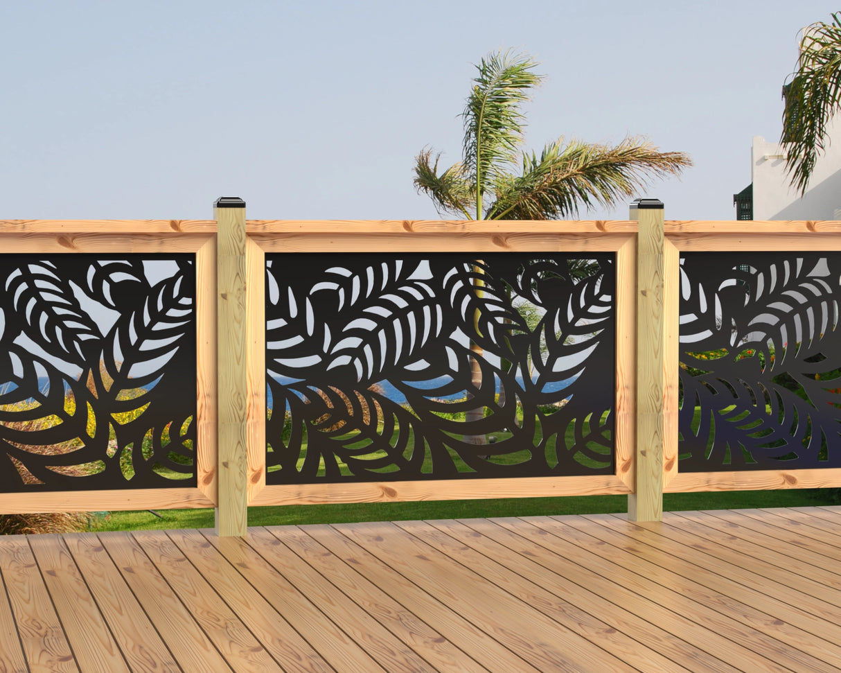 47"x30" - Budding Palm Leaf Pattern Fence/Gate Panel Insert - Madison Iron and Wood