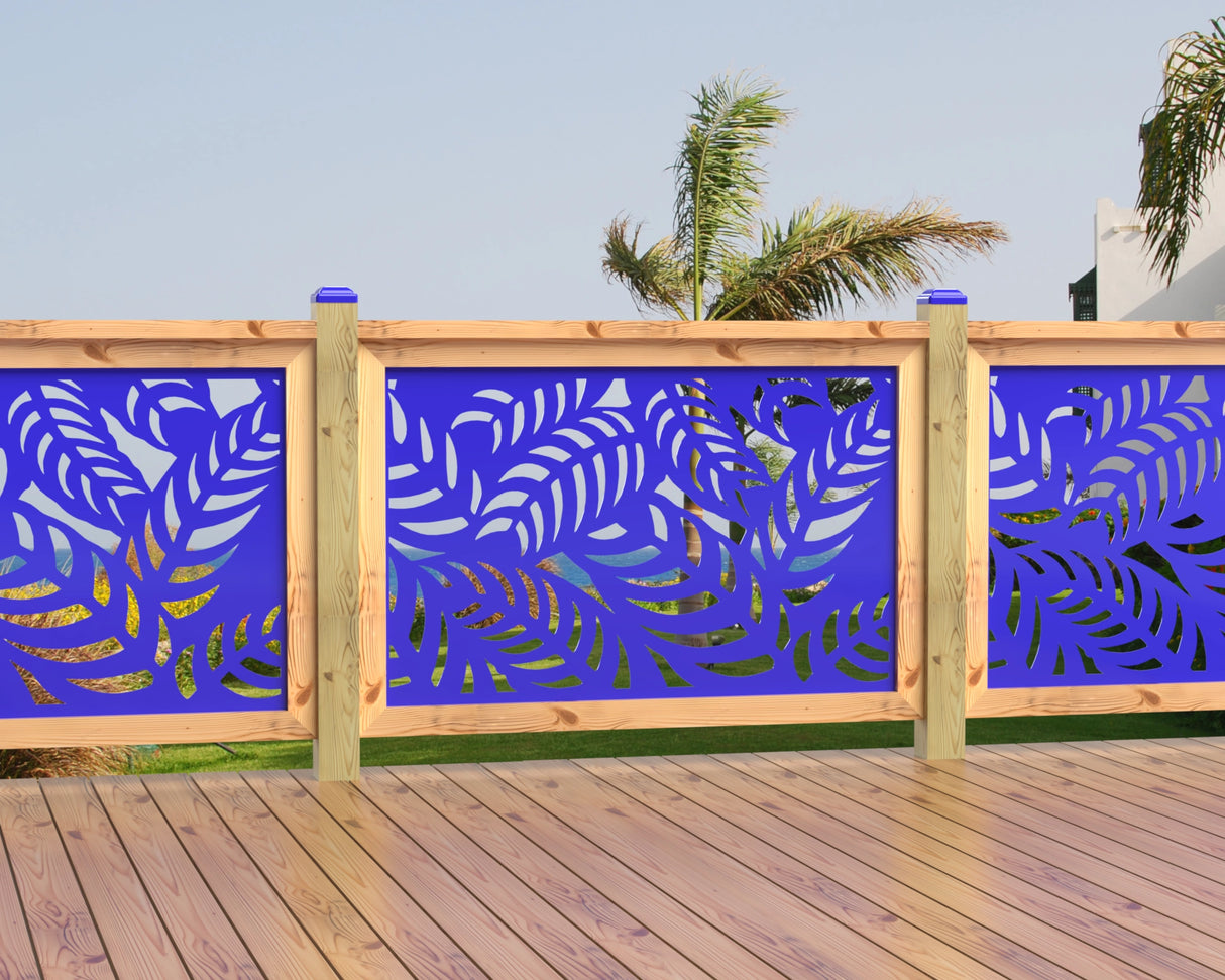 47"x30" - Budding Palm Leaf Pattern Fence/Gate Panel Insert - Madison Iron and Wood