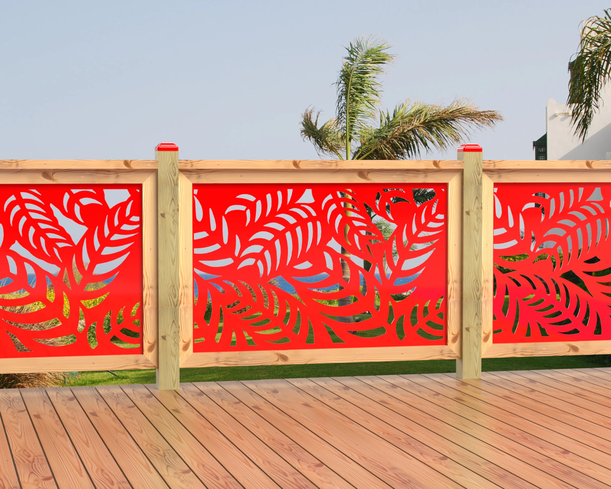 47"x30" - Budding Palm Leaf Pattern Fence/Gate Panel Insert - Madison Iron and Wood