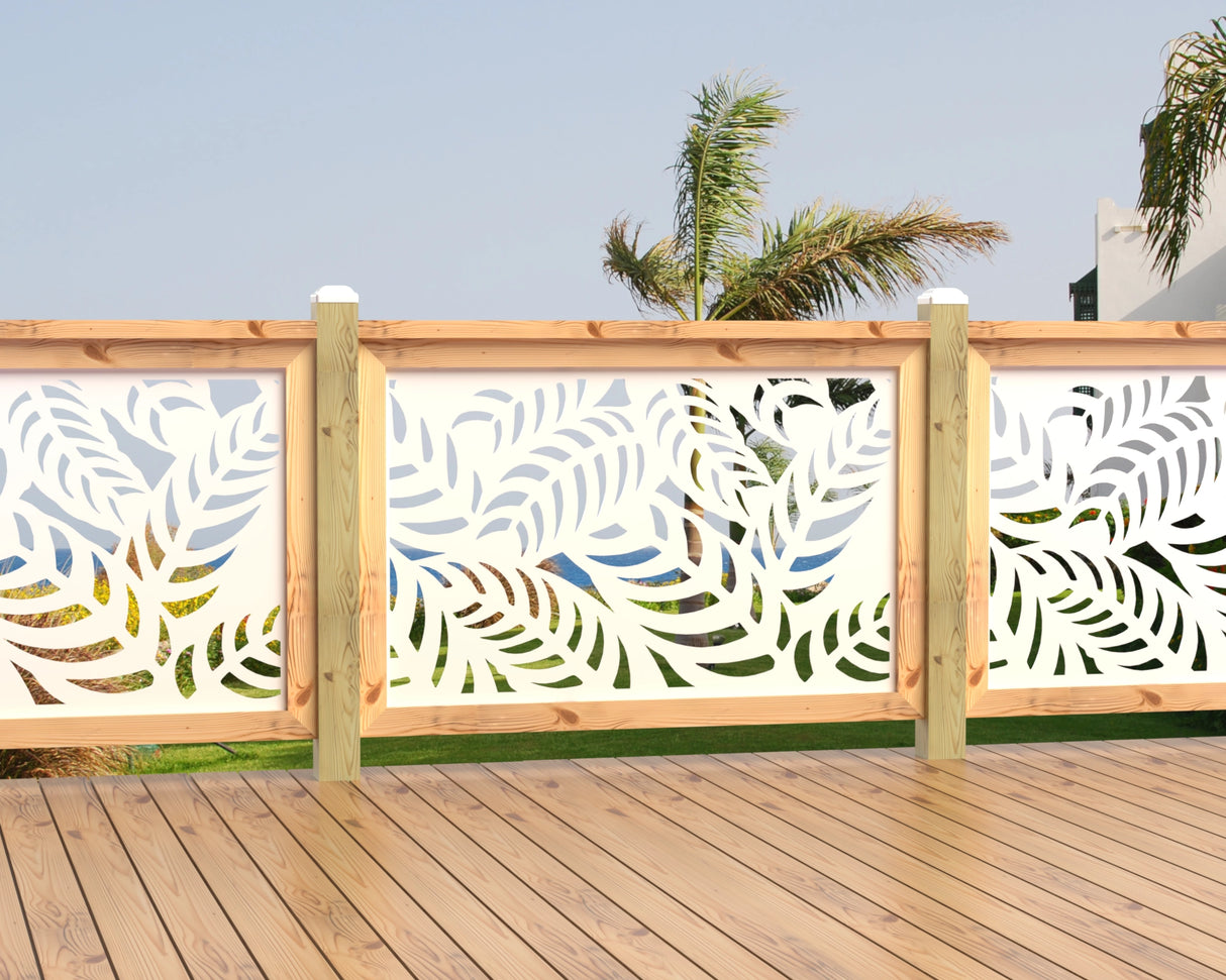 47"x30" - Budding Palm Leaf Pattern Fence/Gate Panel Insert - Madison Iron and Wood