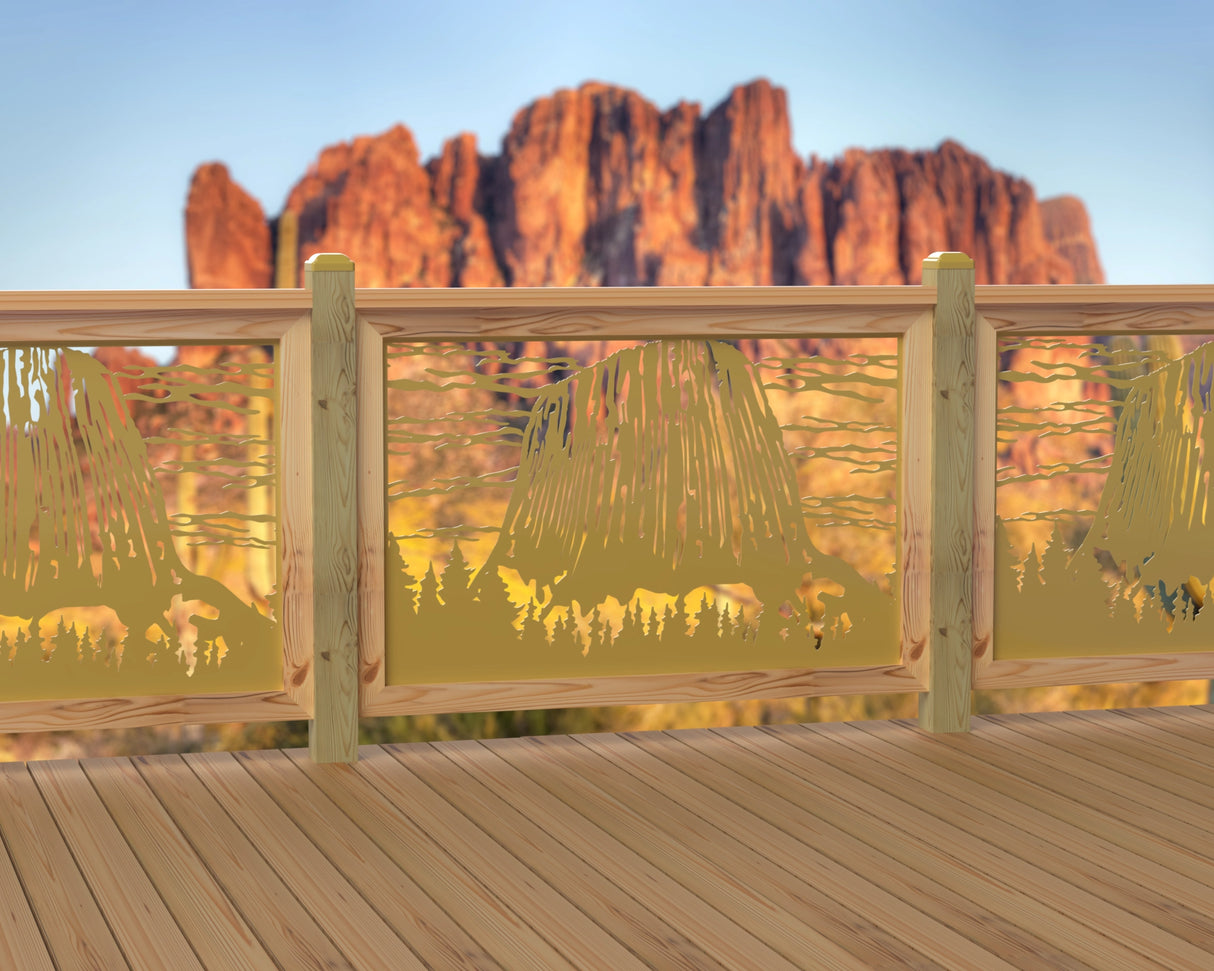 47"x30" - Devils Tower National Monument Fence/Gate Panel Insert - Madison Iron and Wood