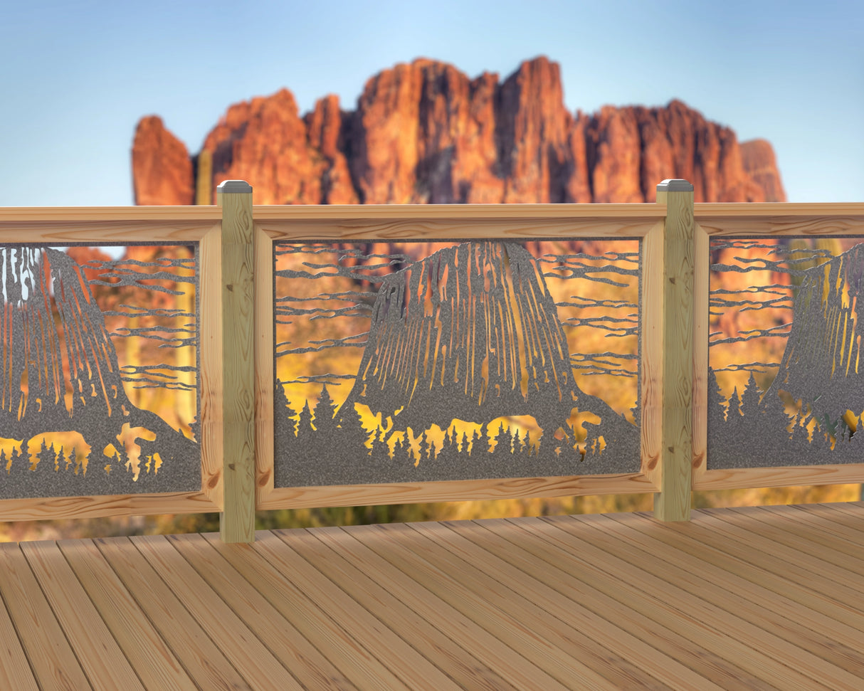 47"x30" - Devils Tower National Monument Fence/Gate Panel Insert - Madison Iron and Wood