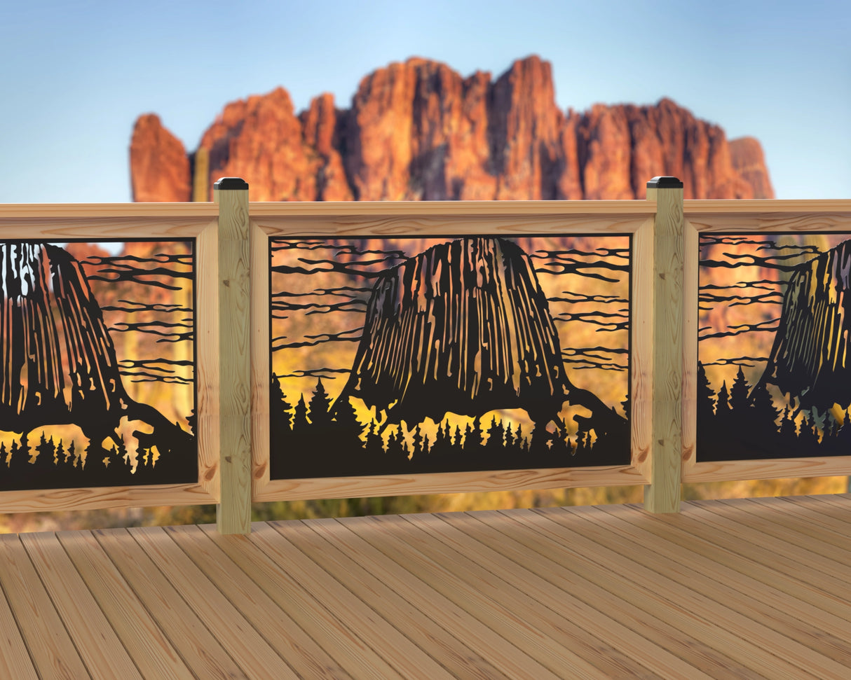 47"x30" - Devils Tower National Monument Fence/Gate Panel Insert - Madison Iron and Wood