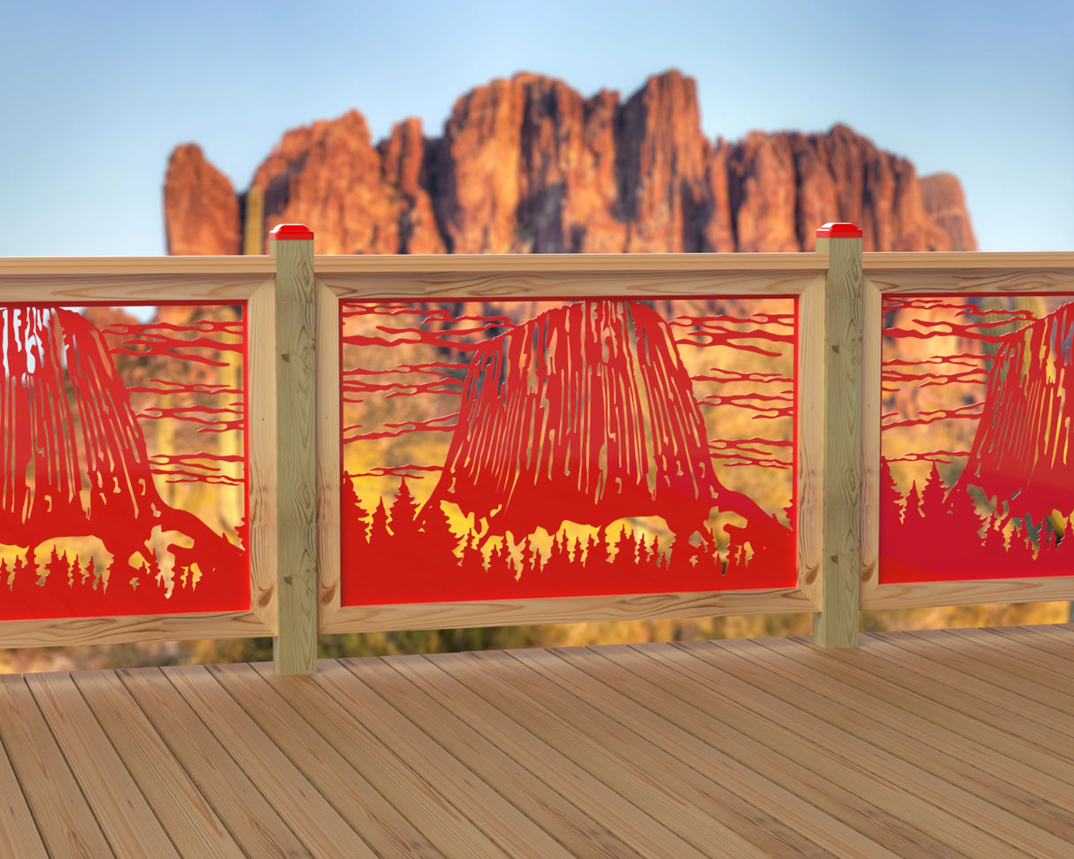 47"x30" - Devils Tower National Monument Fence/Gate Panel Insert - Madison Iron and Wood