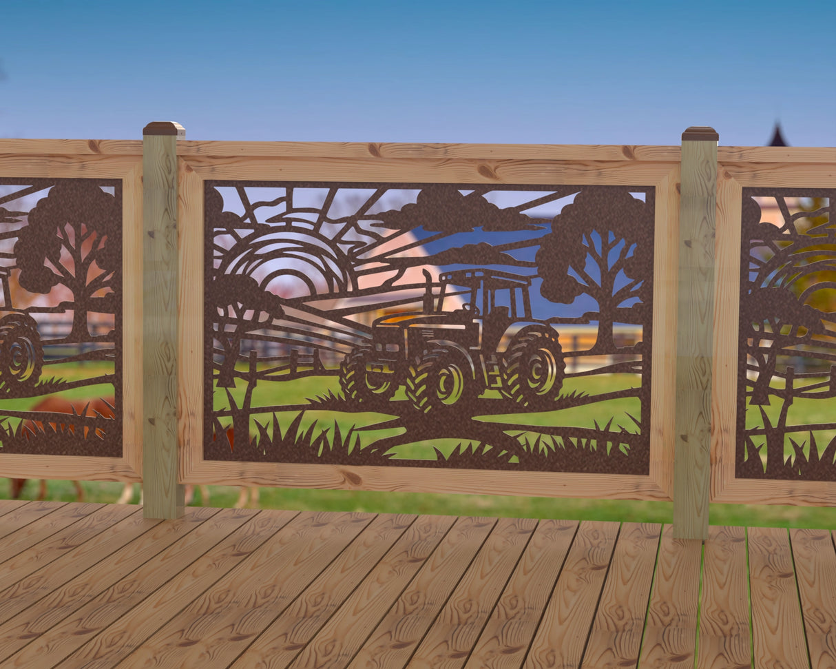 Farm Scene Railing Panel Insert - Madison Iron and Wood