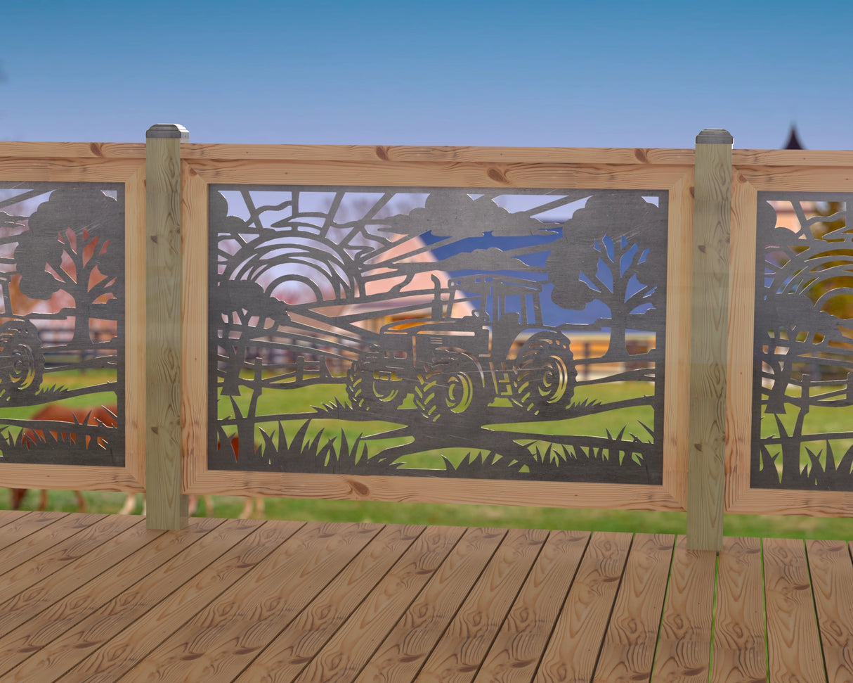 Farm Scene Railing Panel Insert - Madison Iron and Wood