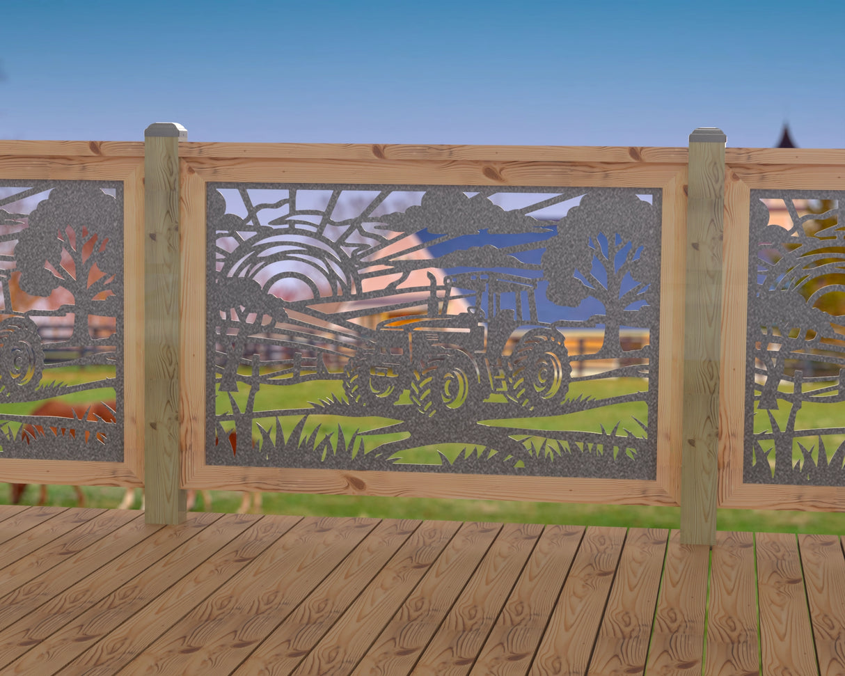 Farm Scene Railing Panel Insert - Madison Iron and Wood