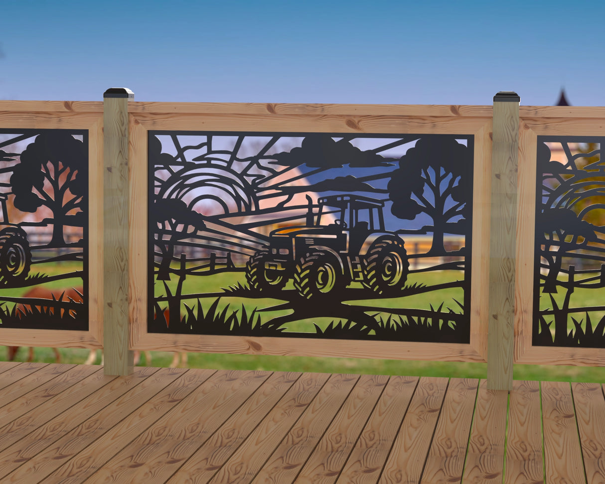 Farm Scene Railing Panel Insert - Madison Iron and Wood