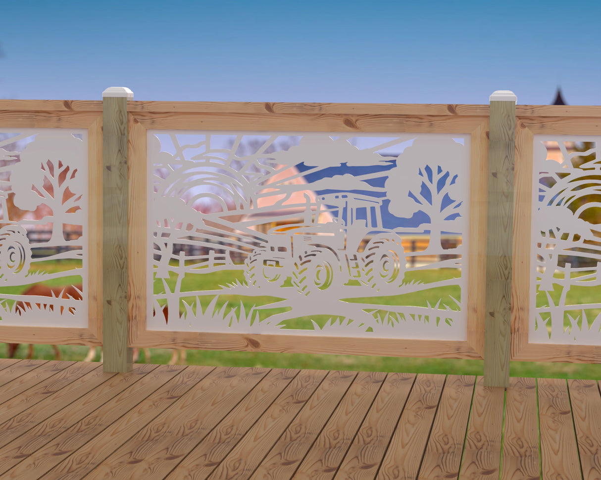 Farm Scene Railing Panel Insert - Madison Iron and Wood