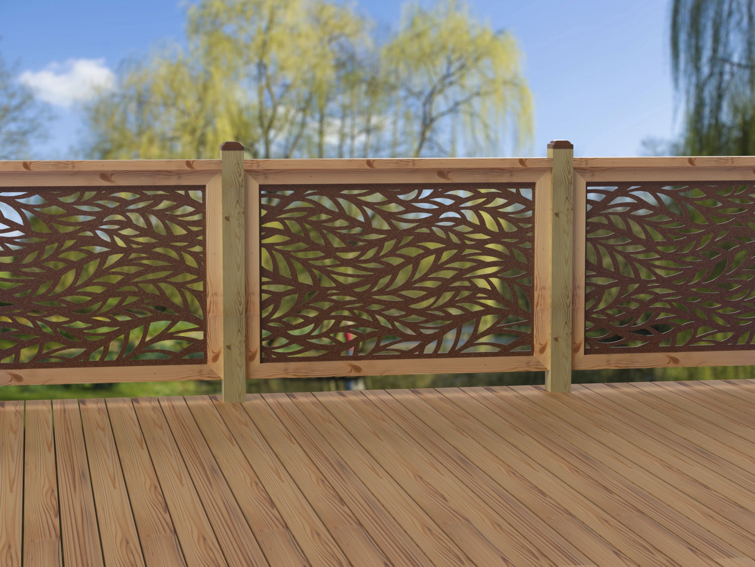 47"x30" - Willow Leaves Fence/Gate Panel Insert - Madison Iron and Wood