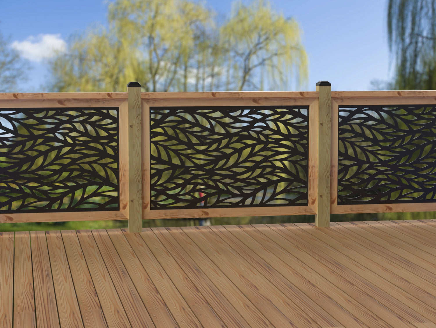 47"x30" - Willow Leaves Fence/Gate Panel Insert - Madison Iron and Wood