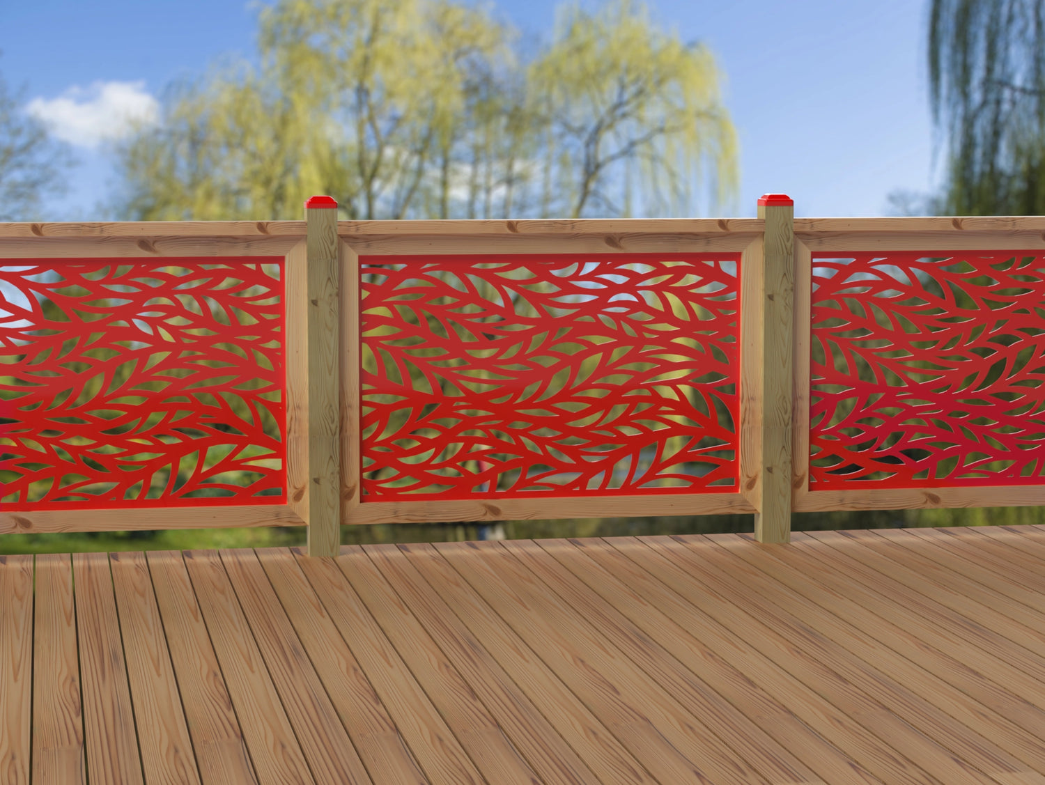 47"x30" - Willow Leaves Fence/Gate Panel Insert - Madison Iron and Wood