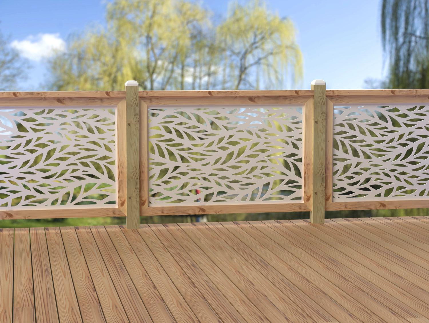 47"x30" - Willow Leaves Fence/Gate Panel Insert - Madison Iron and Wood