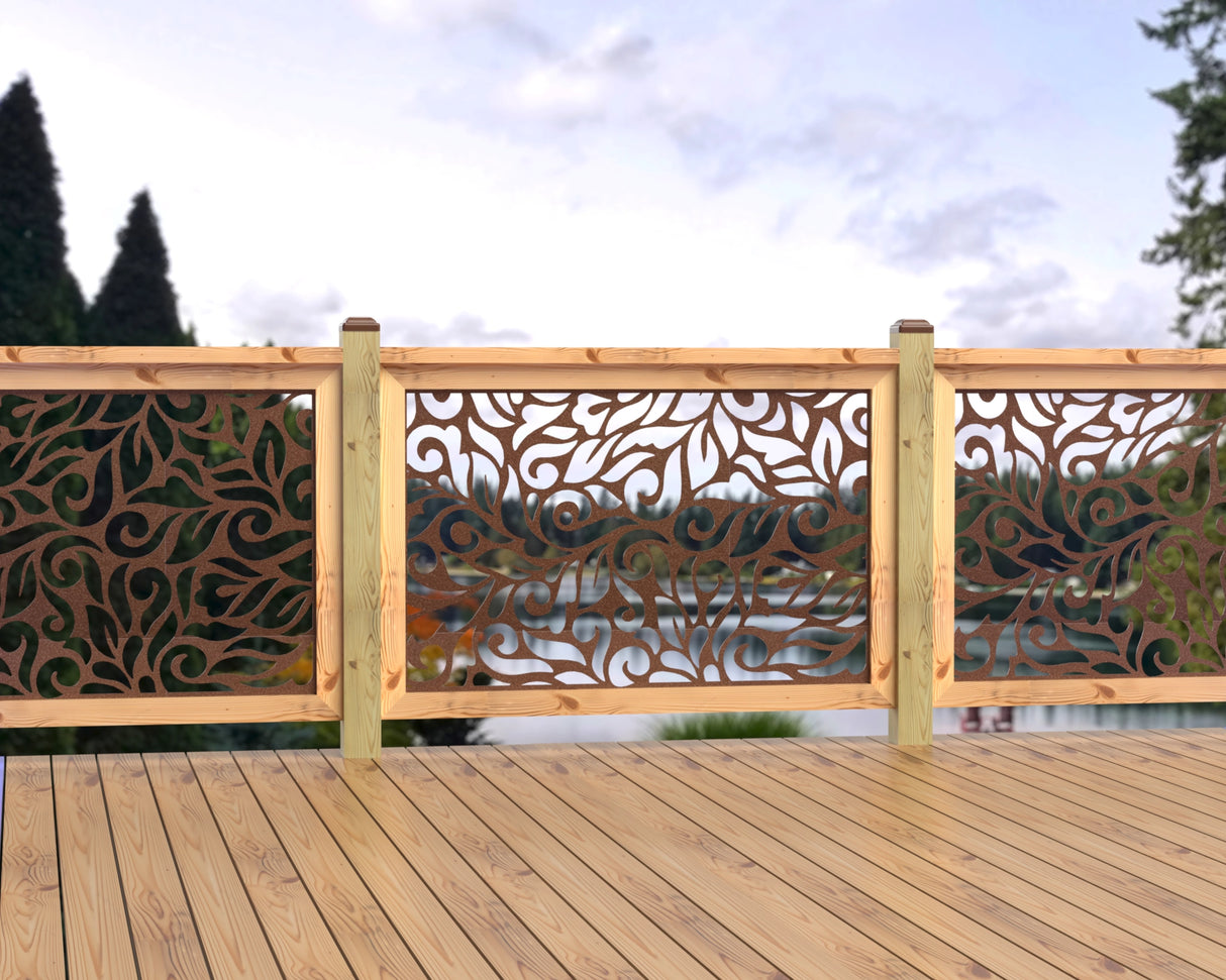 47"x30" - Flowing Leaves Fence/Gate Panel Insert - Madison Iron and Wood