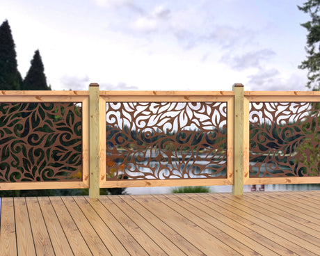 47"x30" - Flowing Leaves Fence/Gate Panel Insert - Madison Iron and Wood