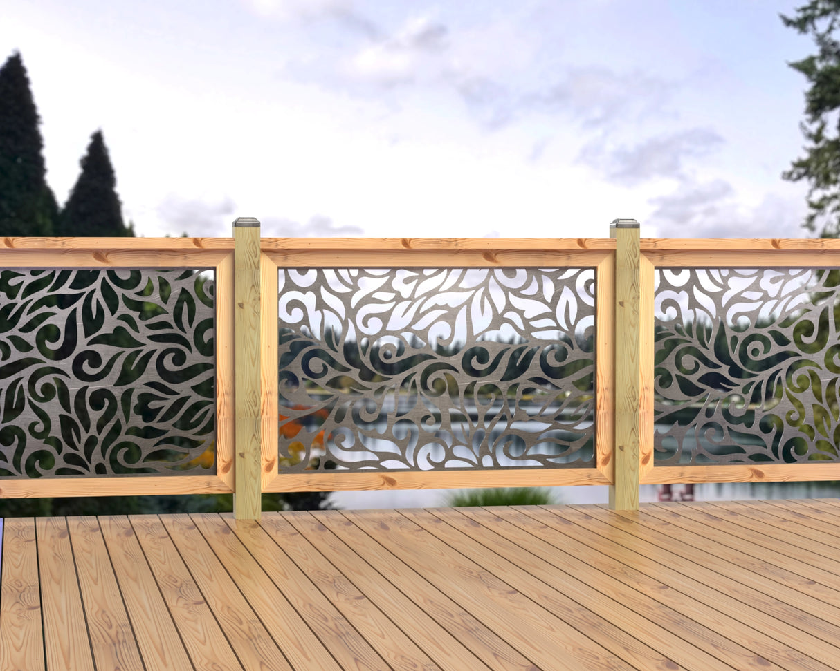 47"x30" - Flowing Leaves Fence/Gate Panel Insert - Madison Iron and Wood