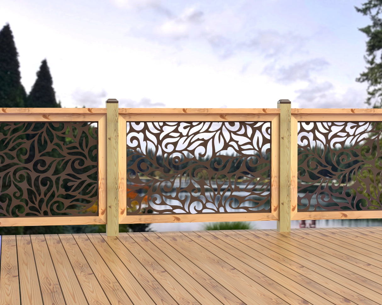 47"x30" - Flowing Leaves Fence/Gate Panel Insert - Madison Iron and Wood