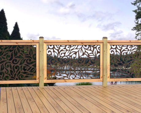 47"x30" - Flowing Leaves Fence/Gate Panel Insert - Madison Iron and Wood