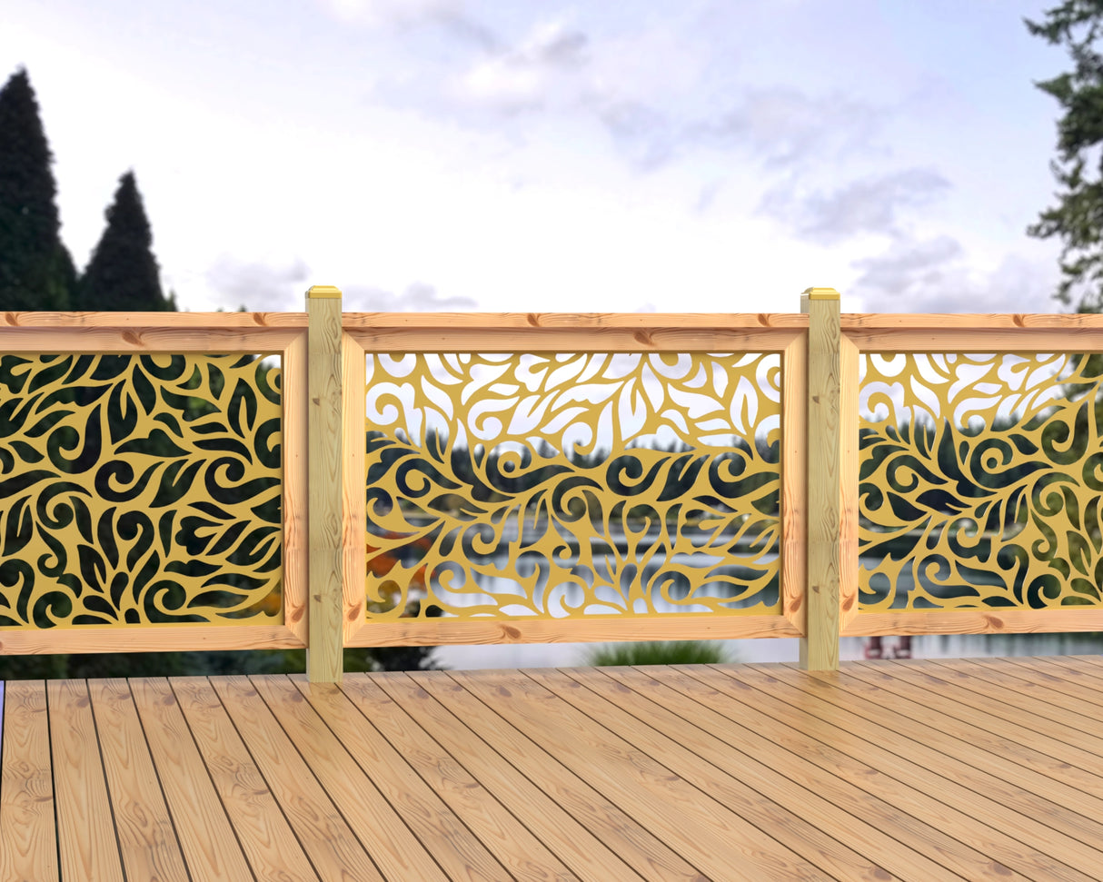 47"x30" - Flowing Leaves Fence/Gate Panel Insert - Madison Iron and Wood