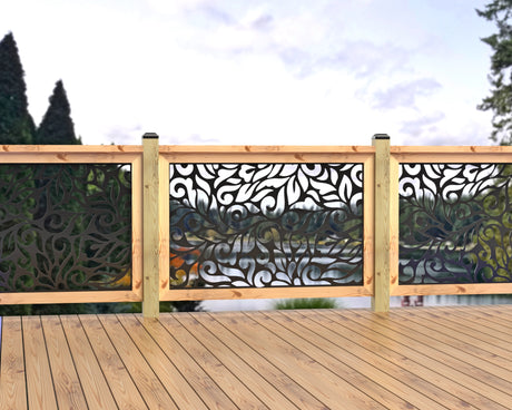 47"x30" - Flowing Leaves Fence/Gate Panel Insert - Madison Iron and Wood