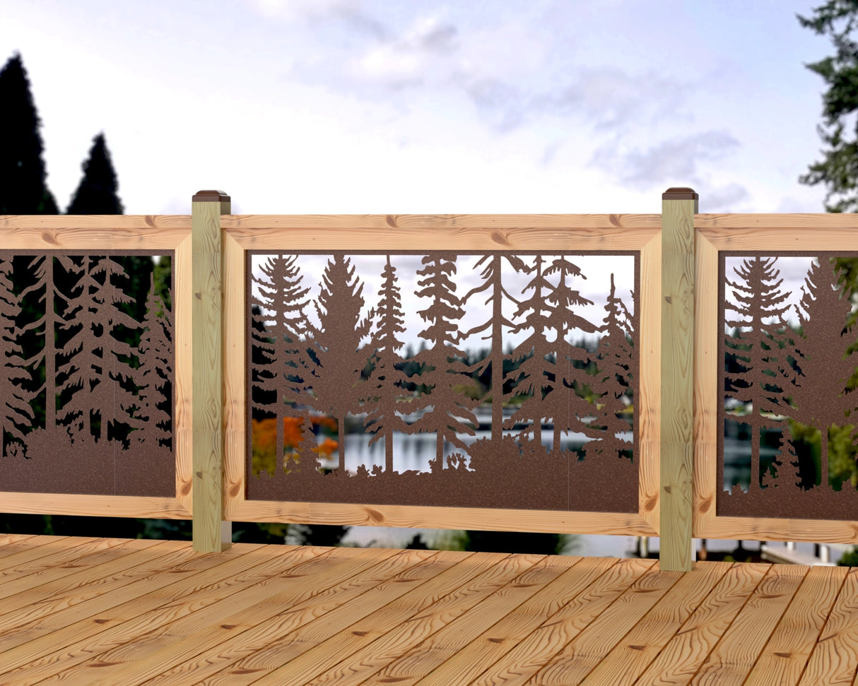 Forest Landscape Railing Panel Insert - Madison Iron and Wood