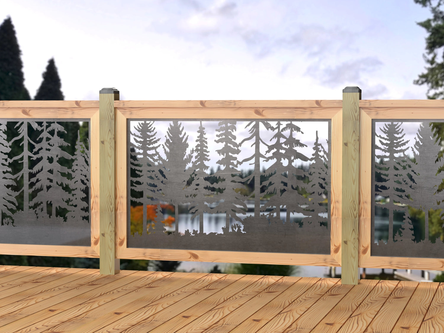 47"x30" - Forest Landscape Fence/Gate Panel Insert - Madison Iron and Wood