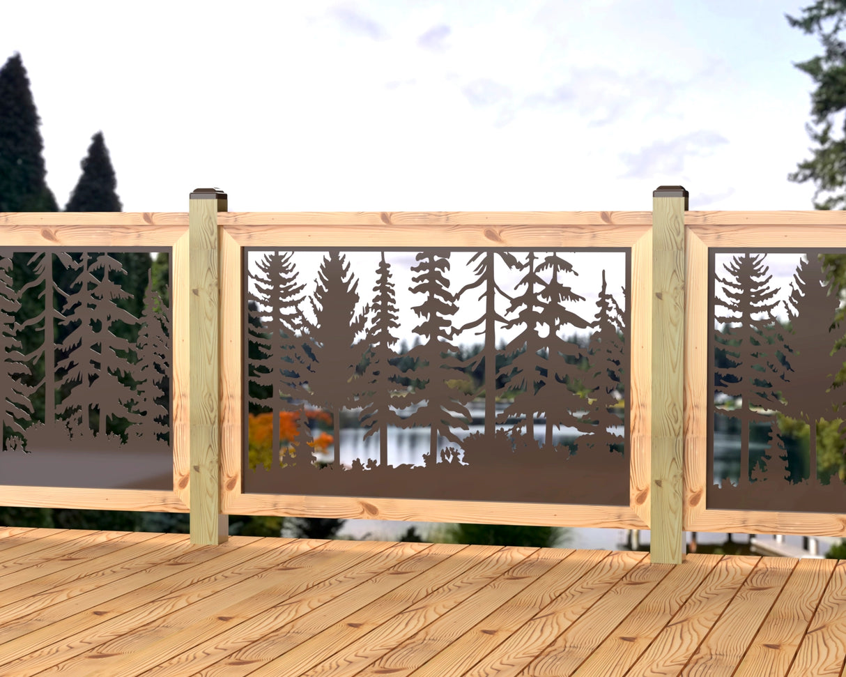 Forest Landscape Railing Panel Insert - Madison Iron and Wood