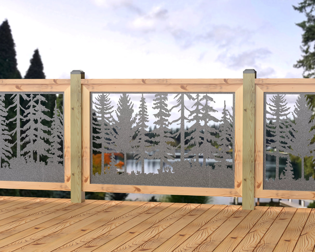 47"x30" - Forest Landscape Fence/Gate Panel Insert - Madison Iron and Wood