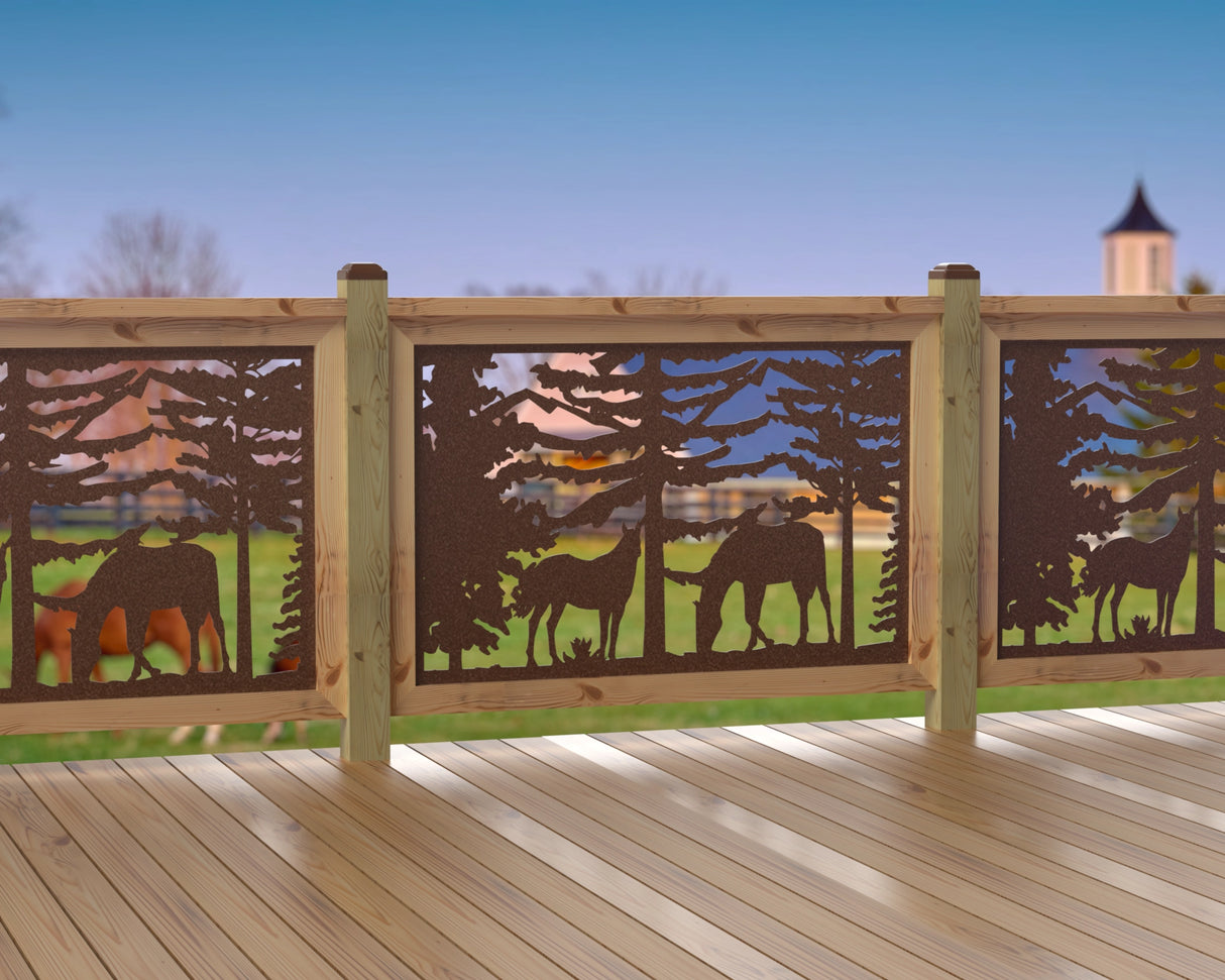 47"x30" - Horses Landscape Fence/Gate Panel Insert - Madison Iron and Wood