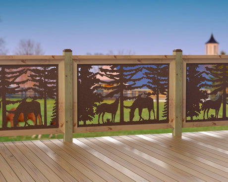 47"x30" - Horses Landscape Fence/Gate Panel Insert - Madison Iron and Wood