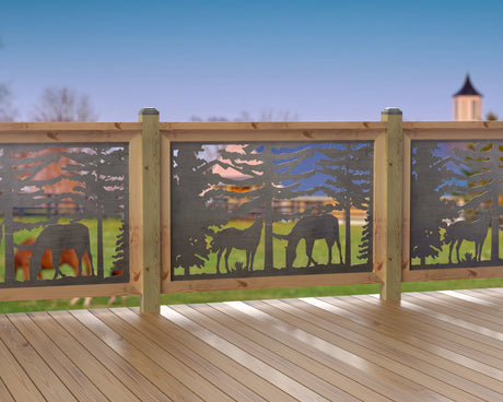 80"x30" - Horses Landscape Fence/Gate Panel Insert - Madison Iron and Wood