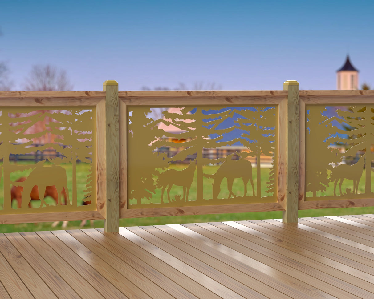 47"x30" - Horses Landscape Fence/Gate Panel Insert - Madison Iron and Wood