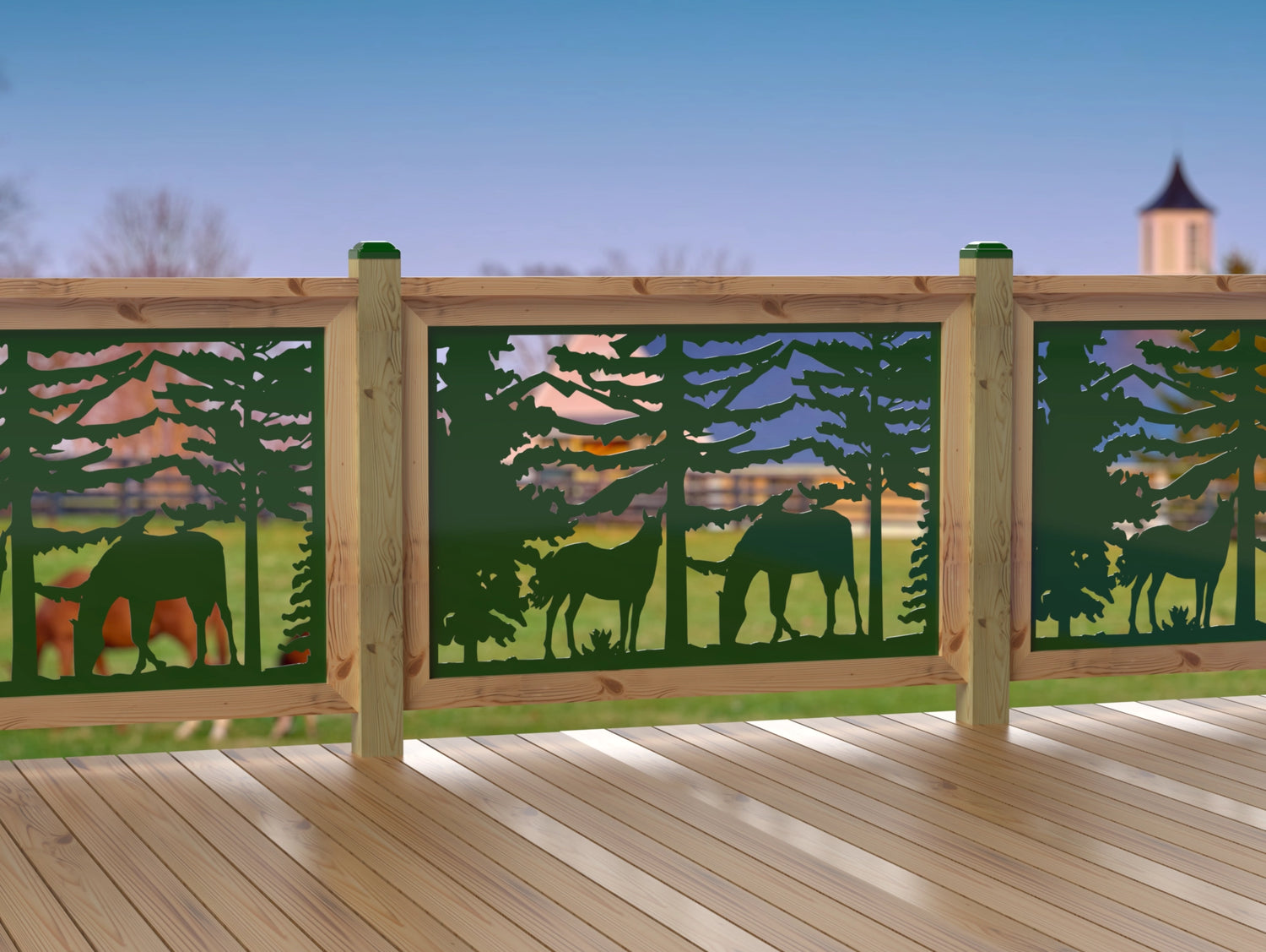 47"x30" - Horses Landscape Fence/Gate Panel Insert - Madison Iron and Wood