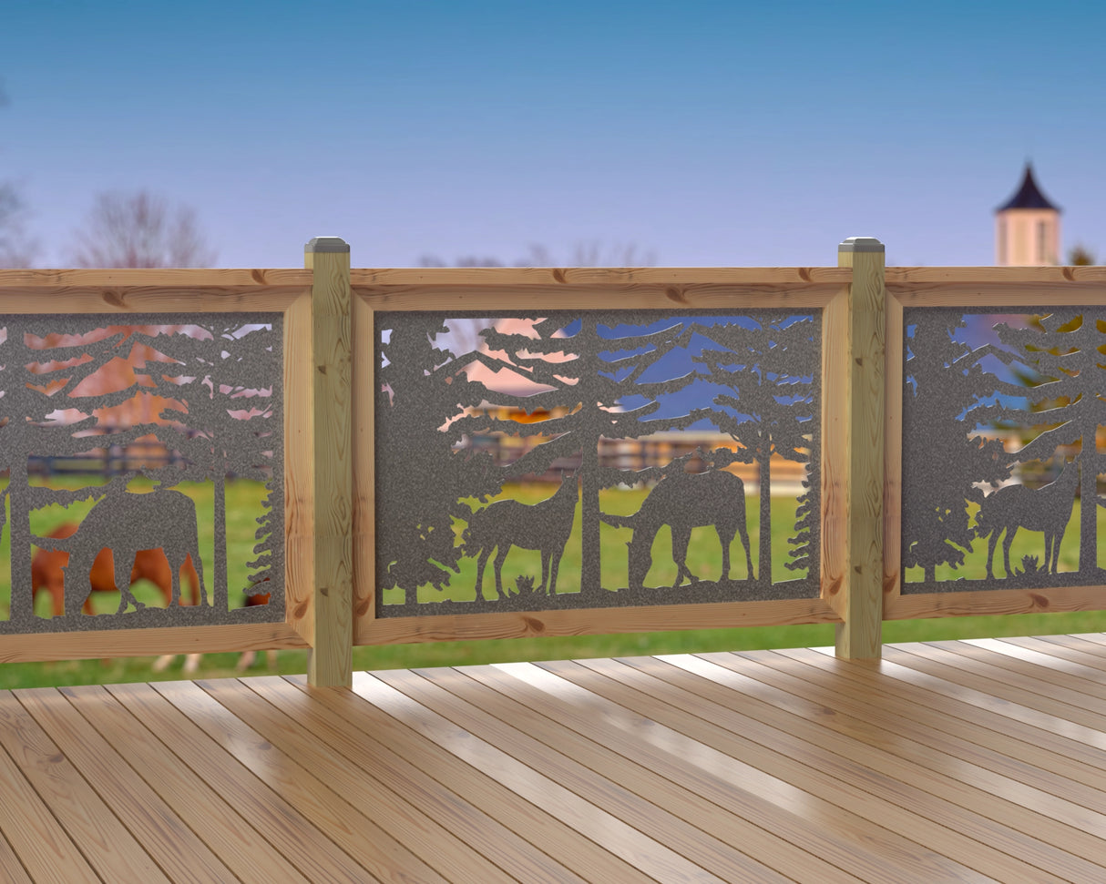 47"x30" - Horses Landscape Fence/Gate Panel Insert - Madison Iron and Wood