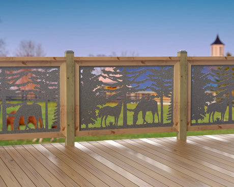 47"x30" - Horses Landscape Fence/Gate Panel Insert - Madison Iron and Wood