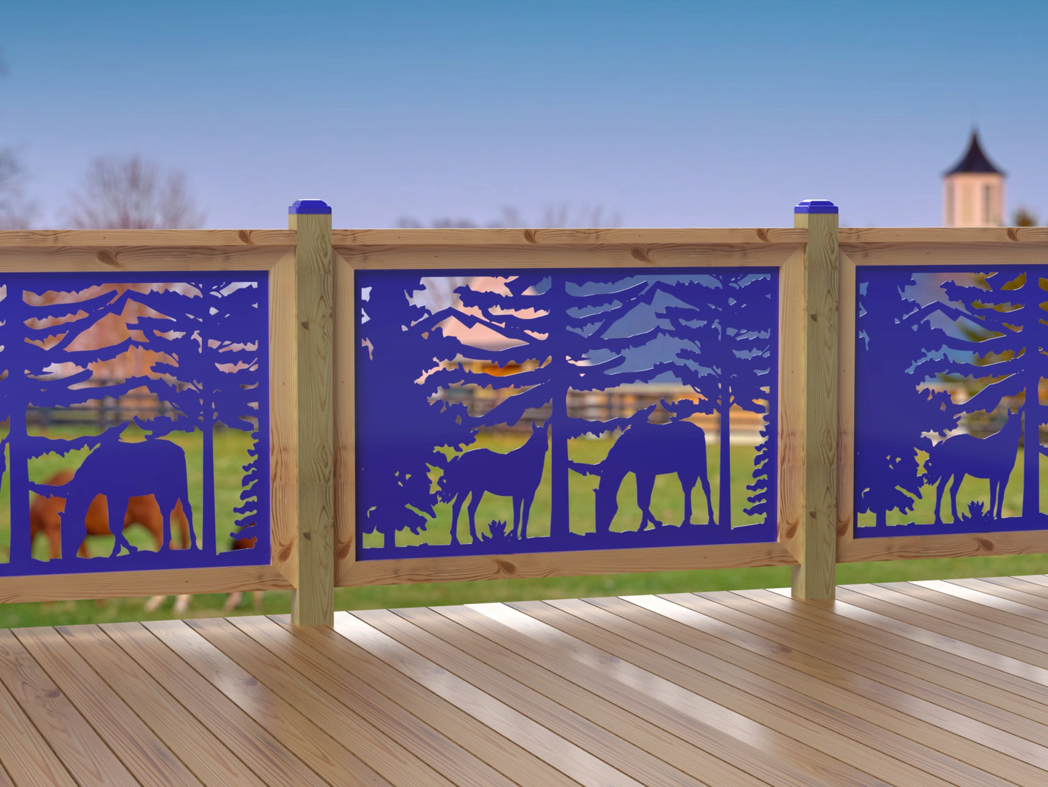 47"x30" - Horses Landscape Fence/Gate Panel Insert - Madison Iron and Wood