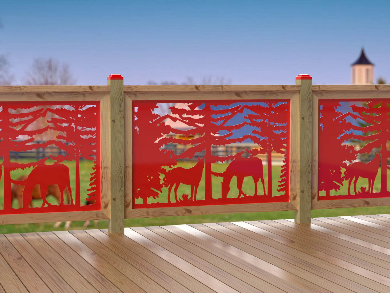 47"x30" - Horses Landscape Fence/Gate Panel Insert - Madison Iron and Wood