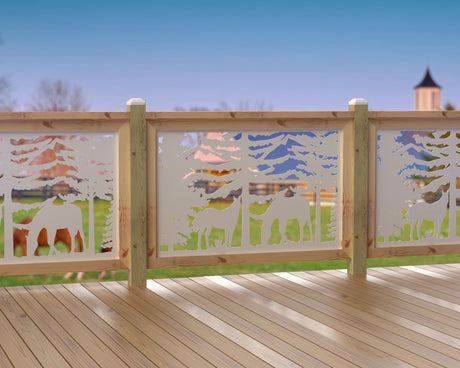 47"x30" - Horses Landscape Fence/Gate Panel Insert - Madison Iron and Wood