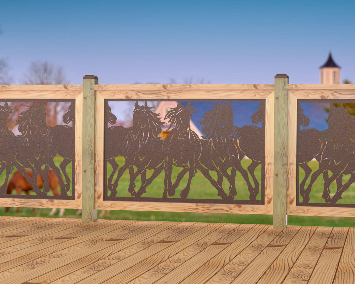 Horses Trotting Railing Panel Insert