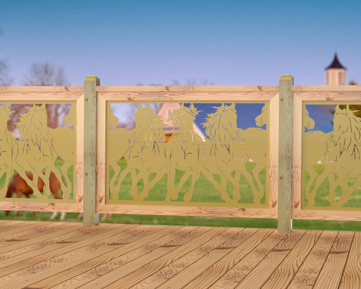 Horses Trotting Railing Panel Insert - Madison Iron and Wood