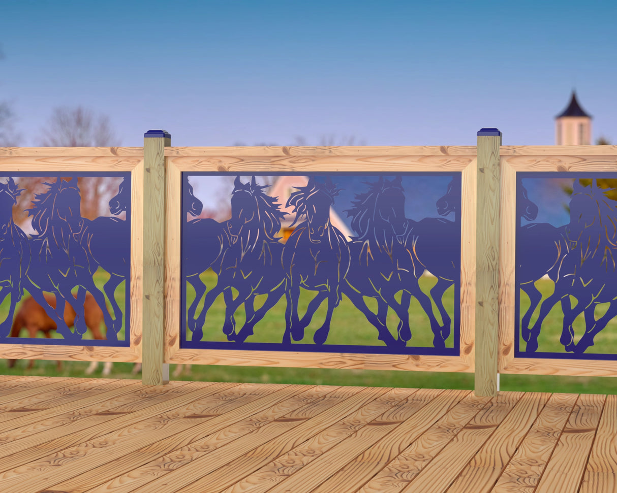 Horses Trotting Railing Panel Insert