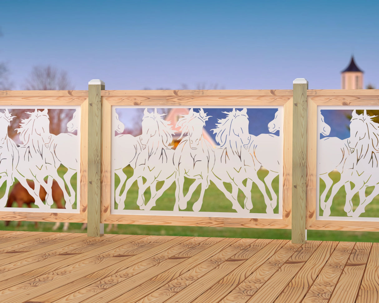 Horses Trotting Railing Panel Insert - Madison Iron and Wood