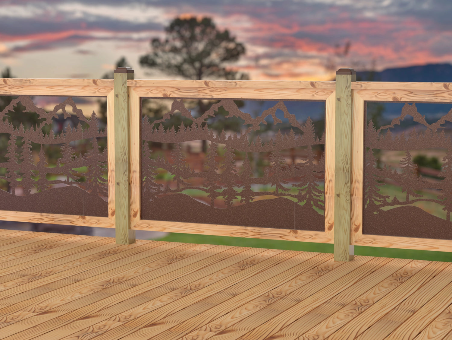 47"x30" - Mountain Landscape Fence/Gate Panel Insert - Madison Iron and Wood