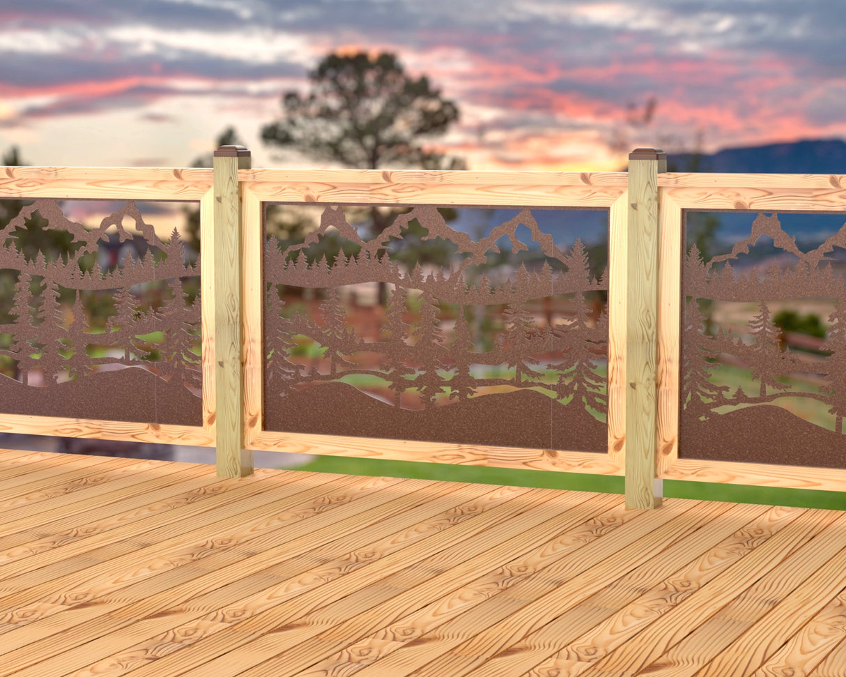 Mountain Landscape Railing Panel Insert - Madison Iron and Wood