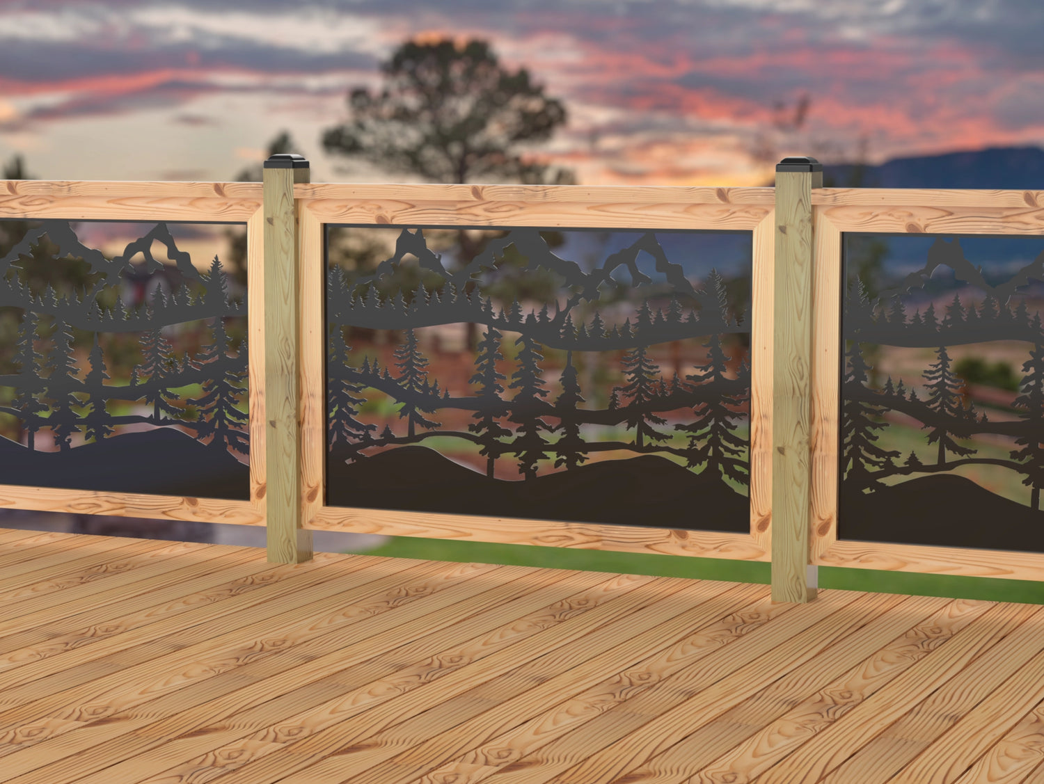 47"x30" - Mountain Landscape Fence/Gate Panel Insert - Madison Iron and Wood